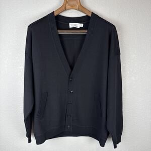 St Croix Knits Mens Vintage V-Neck Cardigan Sweater Size XL Black Zephyr Wool
